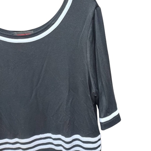 Striped Shift Dress T-Shirt Dress Cotton Striped Crew Collar Geo Print Black - Picture 5 of 7